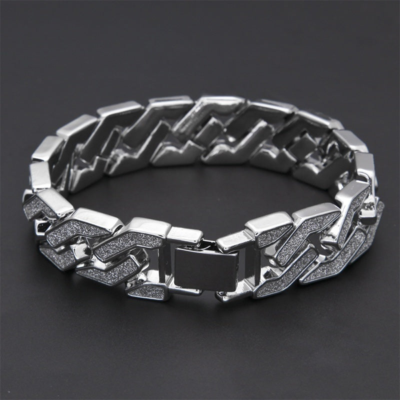 Rhinestone Cuban Hip Hop Glitter Geometric Shape Bracelet