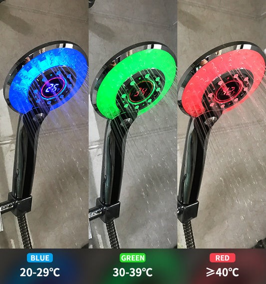 Shower Adjustable 3 Mode 3 Color LED Head Light Temperature Sensor