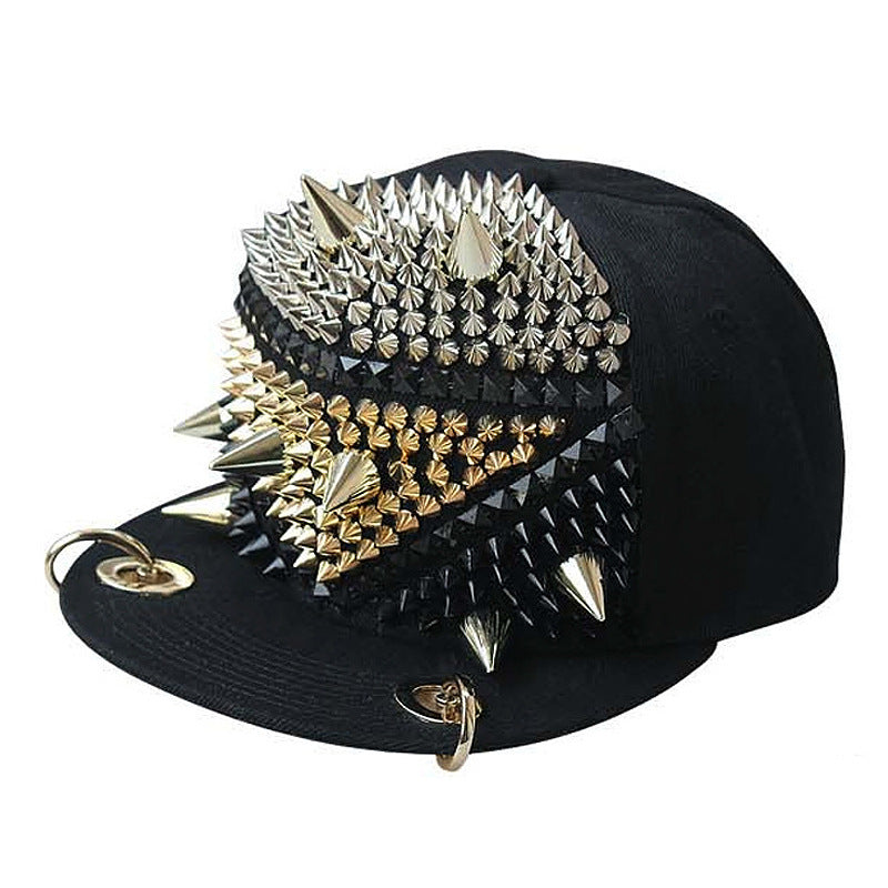 Flame Big Ghost Head Hand Made Flat-brimmed Rivet Baseball Cap