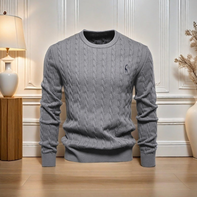 Pullover Deer Embroidery Solid Color Winter Sweater