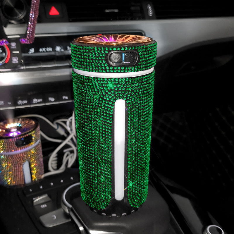 Difusor purificador de aromaterapia con luz LED para coche de lujo con forma de diamante