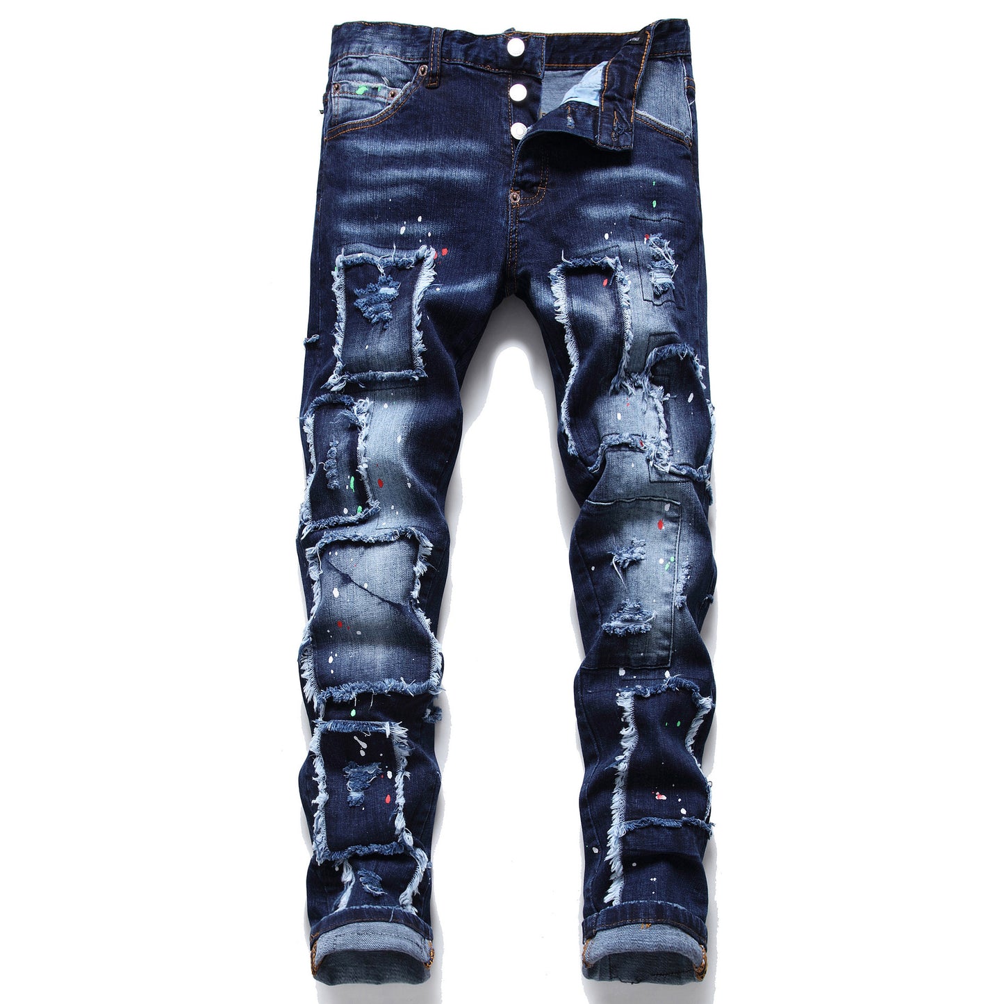 Fashion Multi-patch Beggar Style Jeans