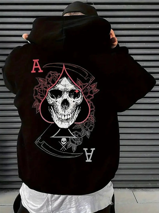 Skull Printed Ace Designed Hoodie