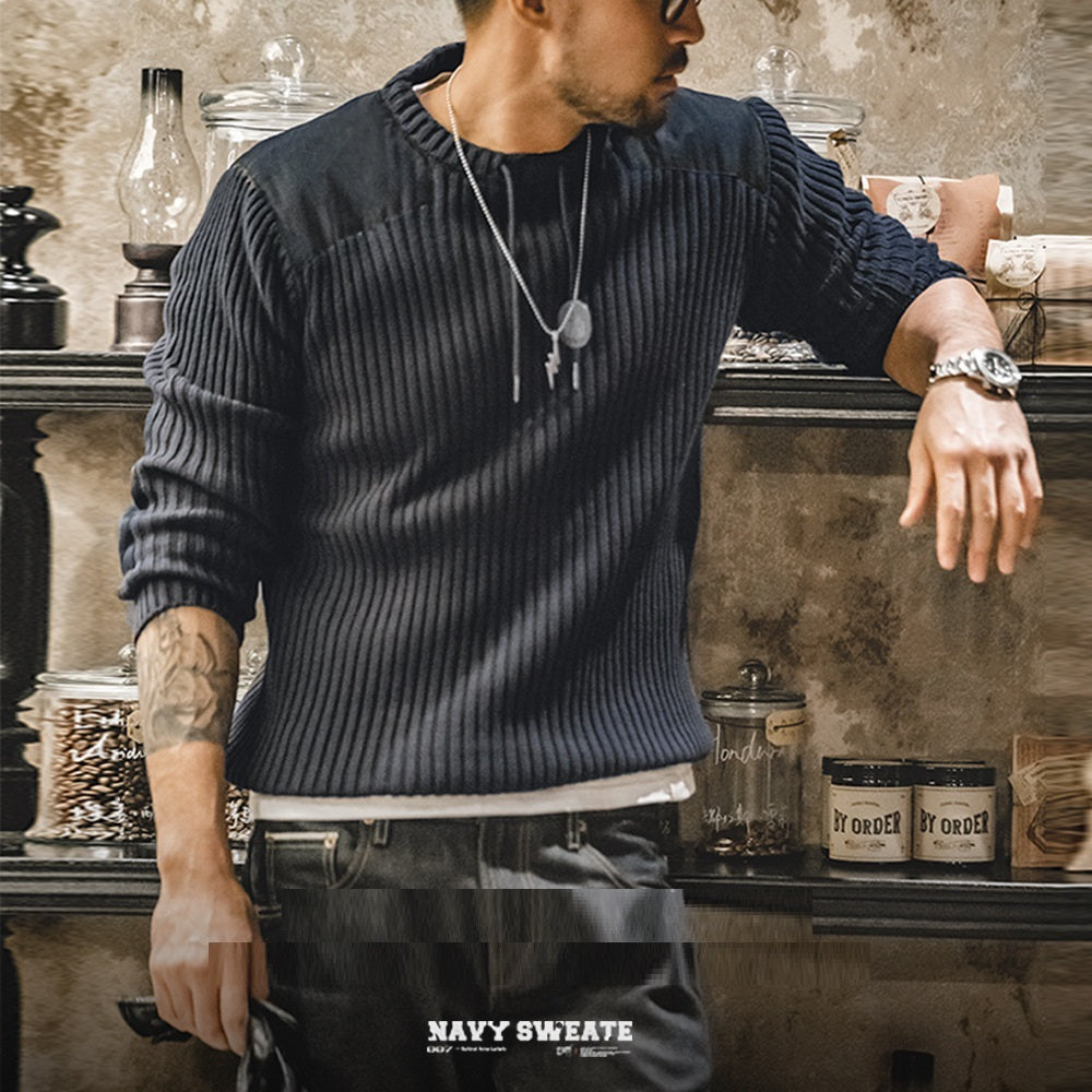 Retro Round Neck Slim Fit Sweater