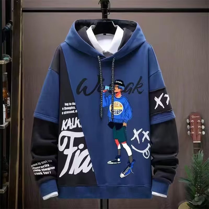 Men's Fashion Printed Stitching Hoodie