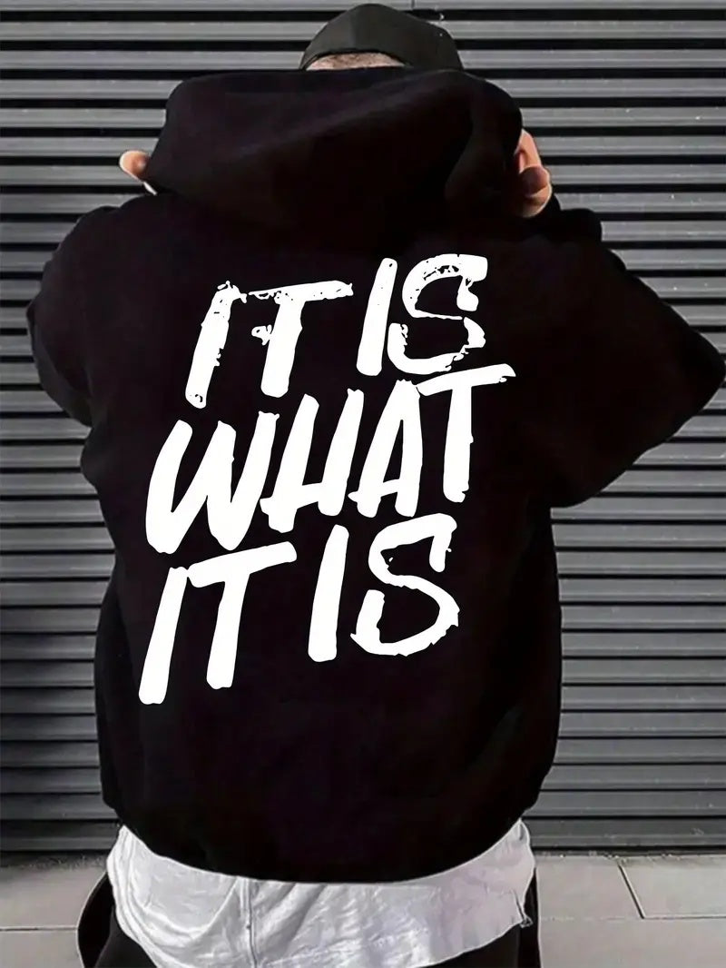 Slogan Printed Design Men's Hoodie