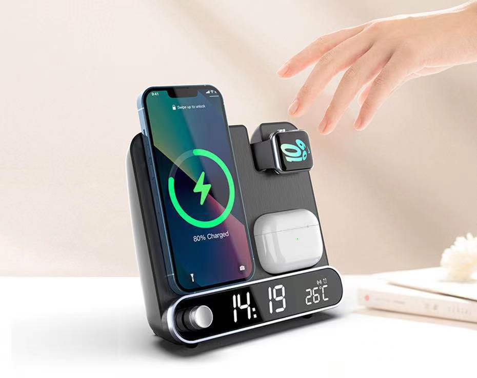 Wireless Three In One Wireless Charging Alarm Clock