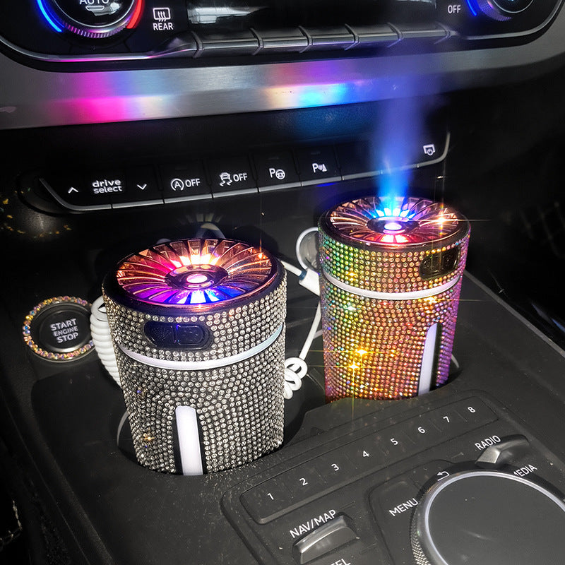 Difusor purificador de aromaterapia con luz LED para coche de lujo con forma de diamante