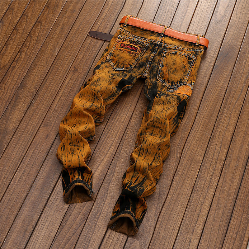 Men's Distressed Personality Straight Leg Jeans