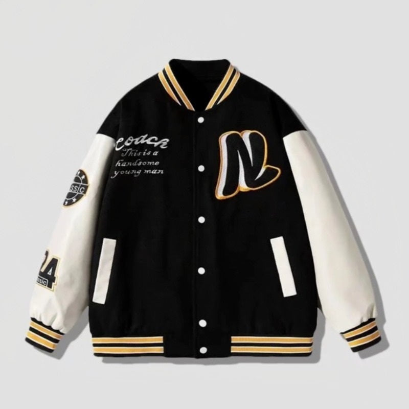 Street Letter Embroidered Baseball Jacket