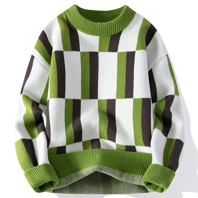 Men's Round Neck Multicolor Sweater Simple Knitwear