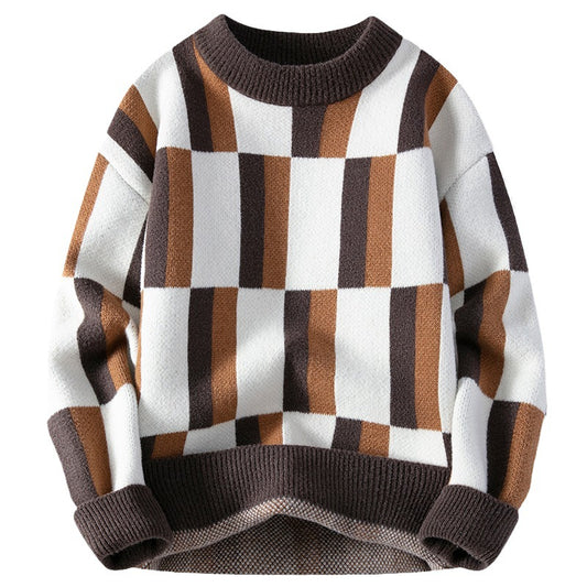 Men's Round Neck Multicolor Sweater Simple Knitwear