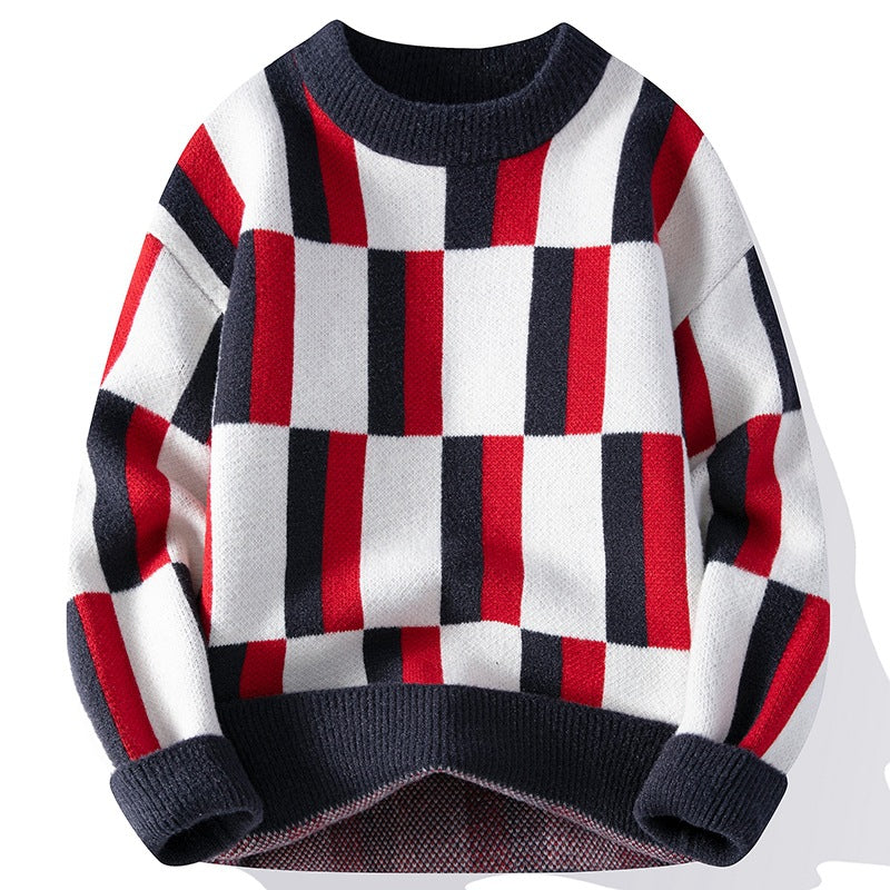 Men's Round Neck Multicolor Sweater Simple Knitwear