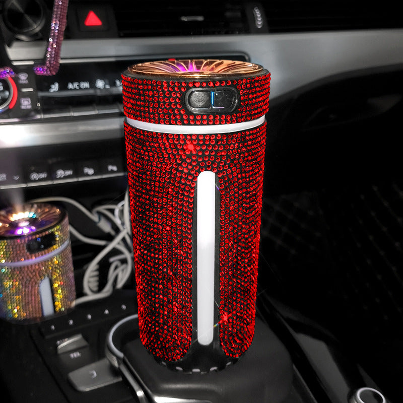 Difusor purificador de aromaterapia con luz LED para coche de lujo con forma de diamante