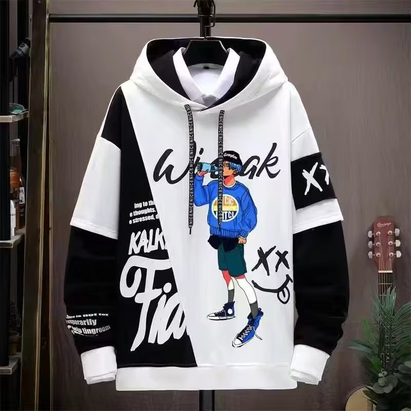 Men's Fashion Printed Stitching Hoodie