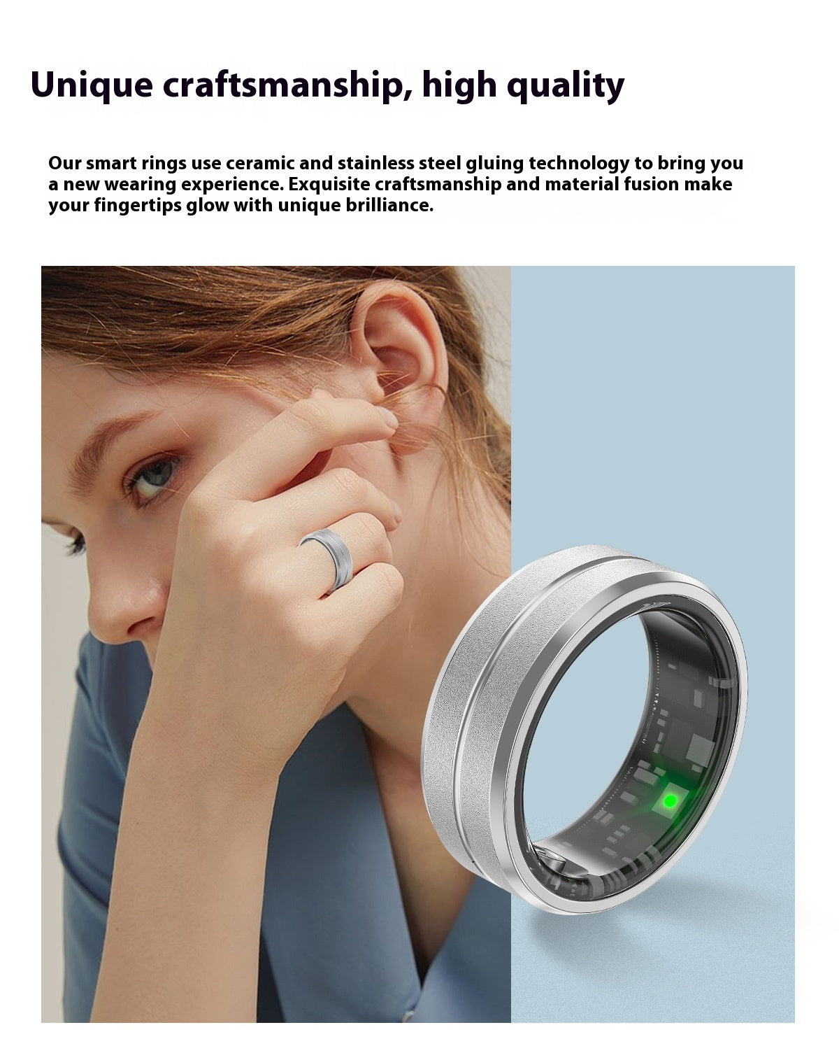 Smart Heart Rate Blood Oxygen Monitoring Ring For Android IOS