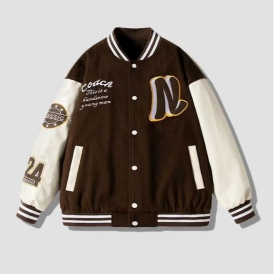 Street Letter Embroidered Baseball Jacket