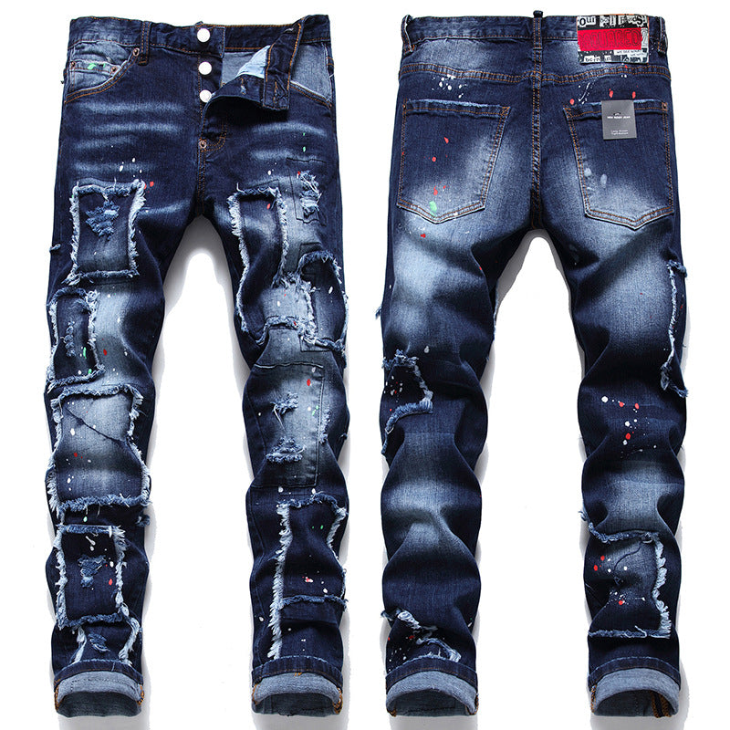 Fashion Multi-patch Beggar Style Jeans