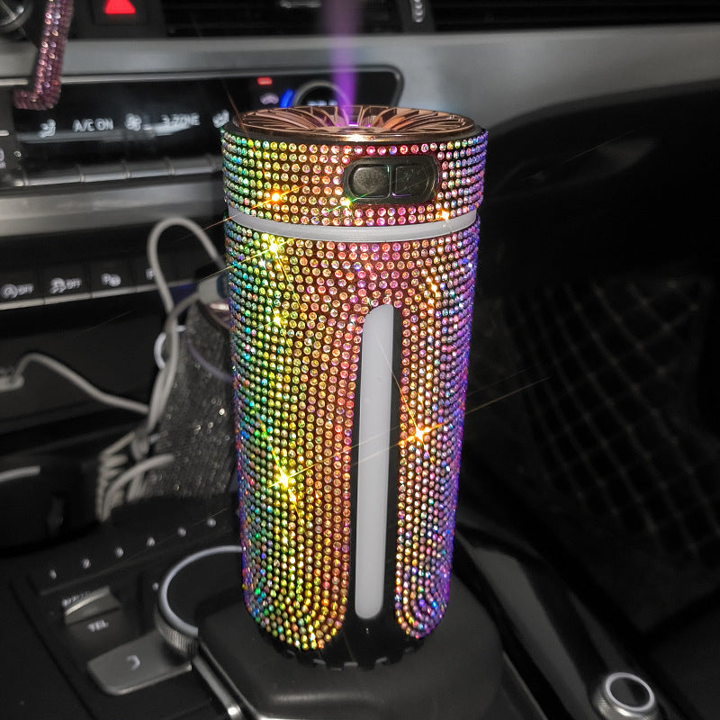 Difusor purificador de aromaterapia con luz LED para coche de lujo con forma de diamante