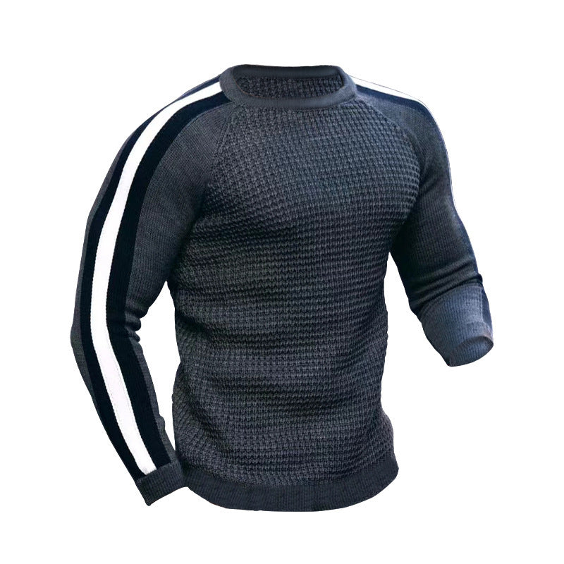 Men's Contrast Slim Bottom Sports Casual Sweater