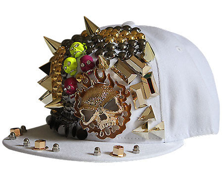 Flame Big Ghost Head Hand Made Flat-brimmed Rivet Baseball Cap