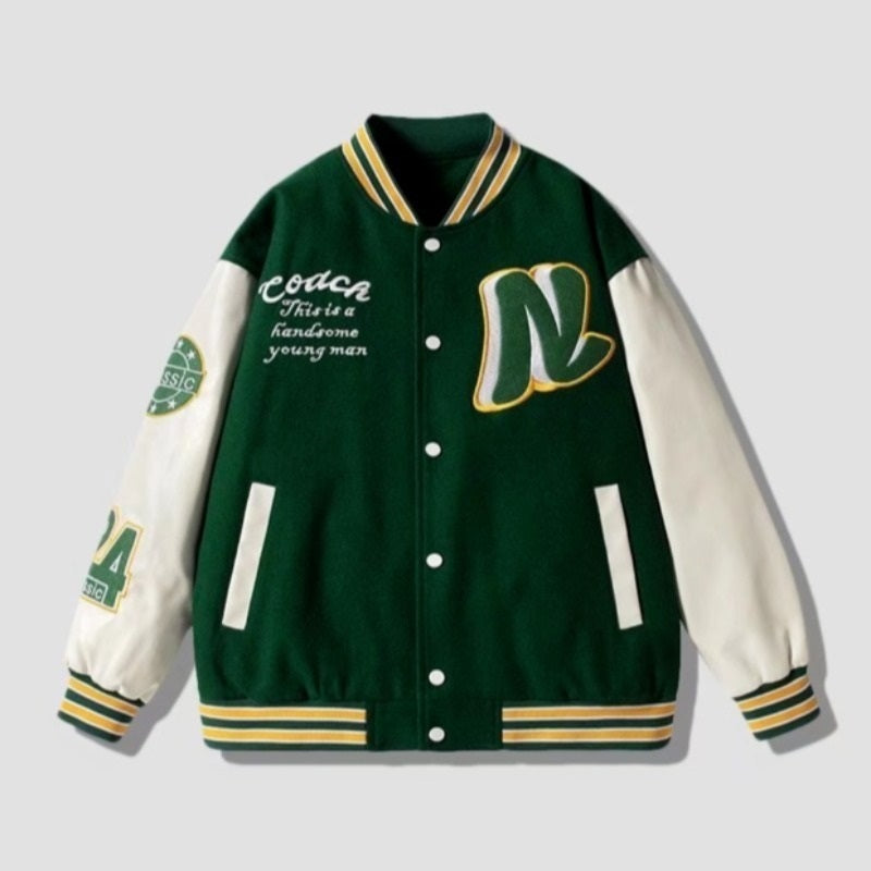 Street Letter Embroidered Baseball Jacket