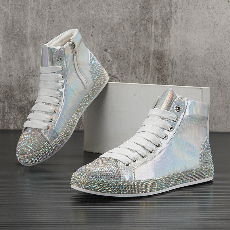 Rhinestone Colorful Laser High Top Shoes