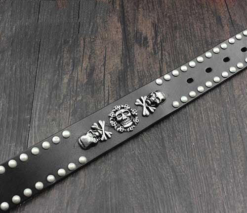 Personality Skull Rivet Cowhide Belt