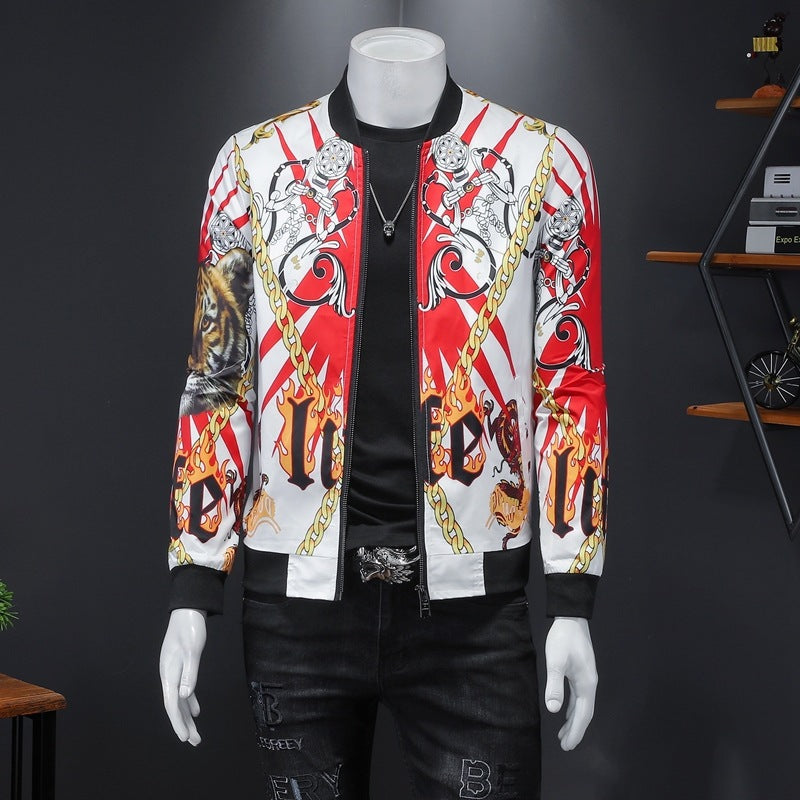 Chaqueta bomber con estampado de lujo