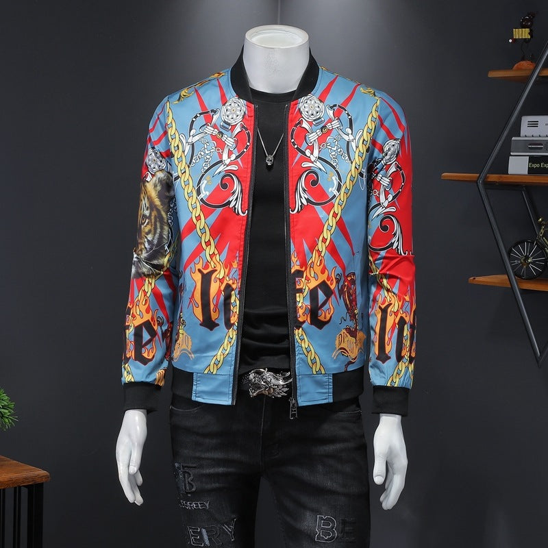 Chaqueta bomber con estampado de lujo