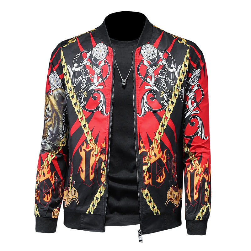 Chaqueta bomber con estampado de lujo