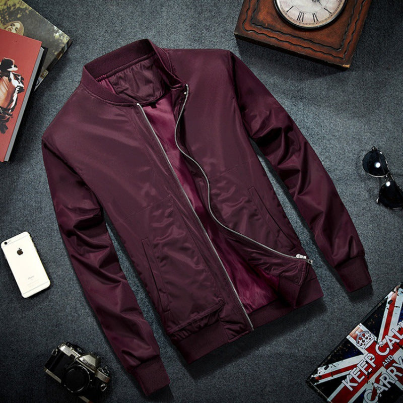 Solid Color Mens Bomber Jacket