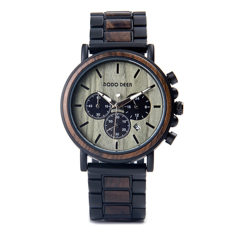 Wood Stainless Steel Stylish Men Watch