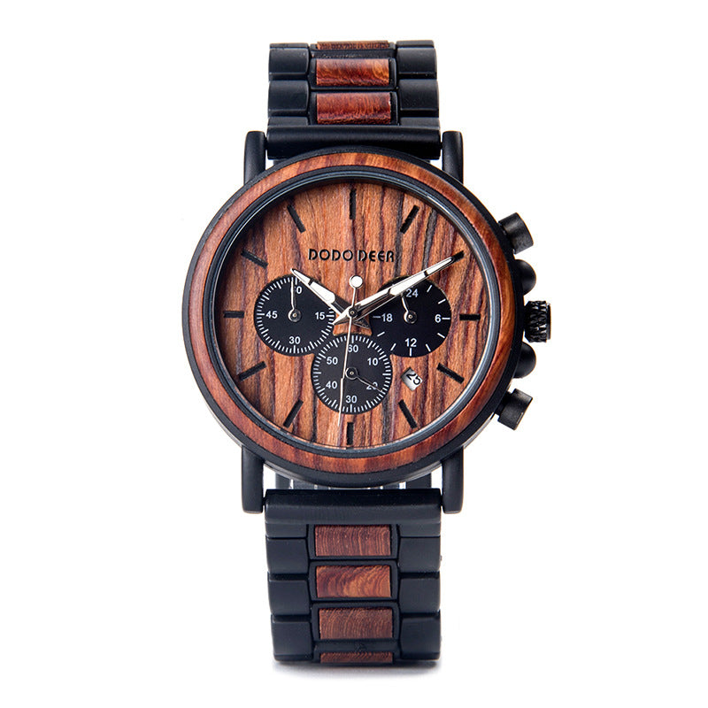 Wood Stainless Steel Stylish Men Watch