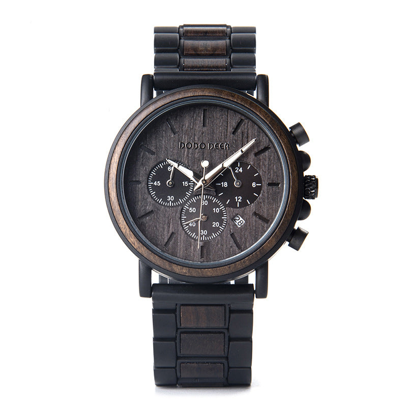 Wood Stainless Steel Stylish Men Watch