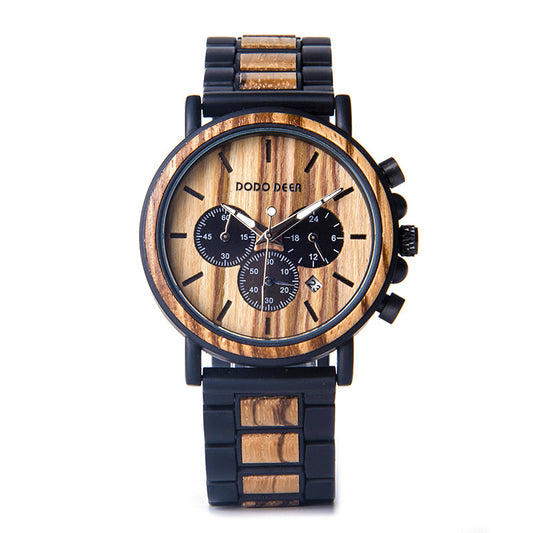 Wood Stainless Steel Stylish Men Watch