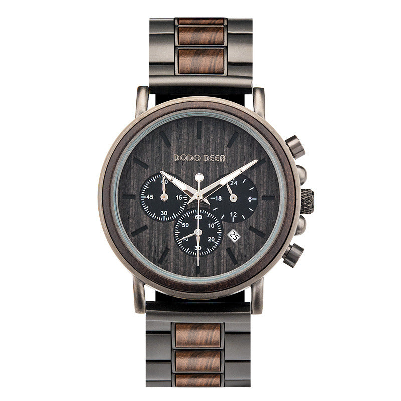 Wood Stainless Steel Stylish Men Watch