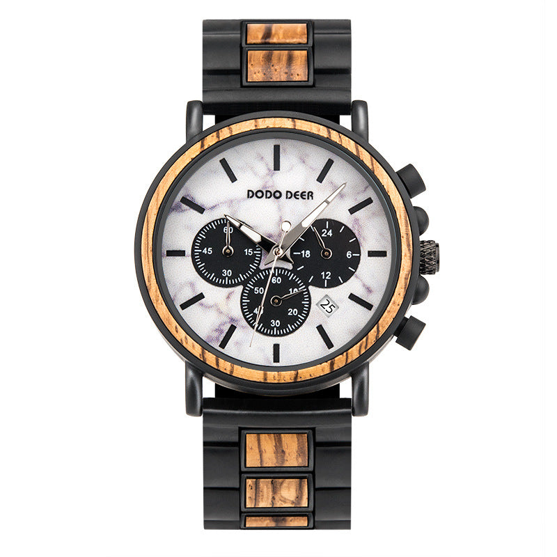 Wood Stainless Steel Stylish Men Watch