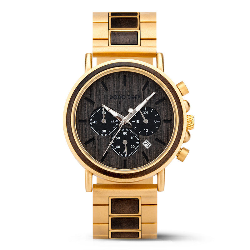 Wood Stainless Steel Stylish Men Watch