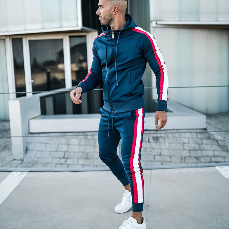 Trendy Fashion Hooded Contrasting Jogger Set