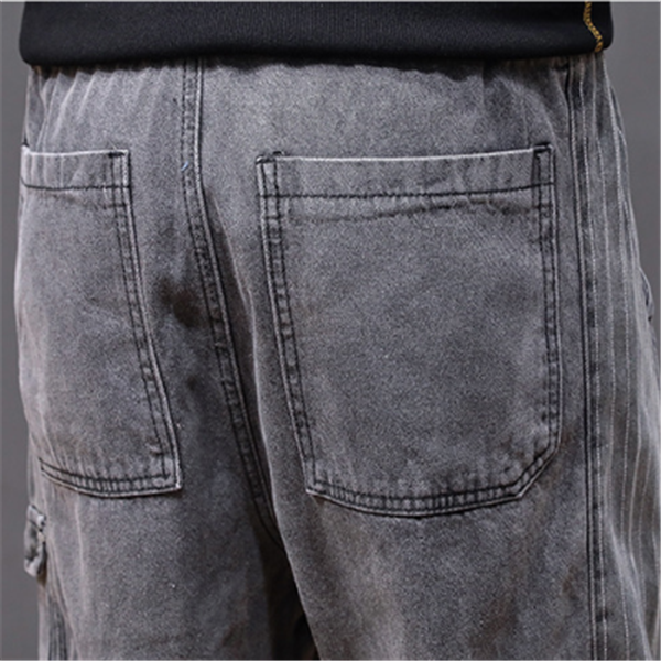 Gray Cargo Jeans with Pockets