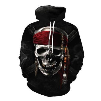 Skull Fashion Printed Hooded Men's Sweatshirt