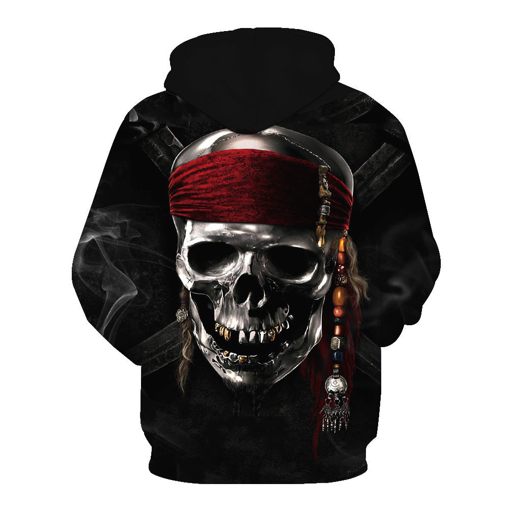 Skull Fashion Printed Hooded Men's Sweatshirt