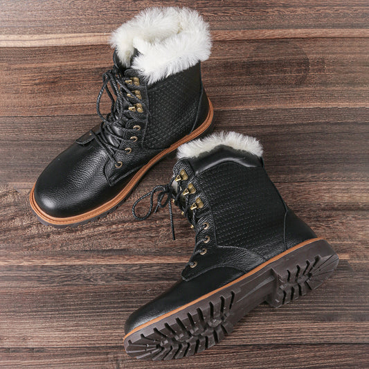 Mens Wool Inner Cowhide Boots For Men