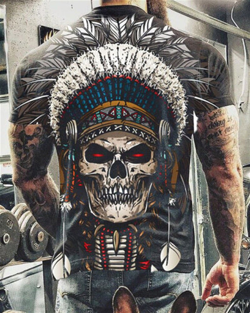 Cool Skull 3D Digital Printing Men's Short-sleeved T-shirt