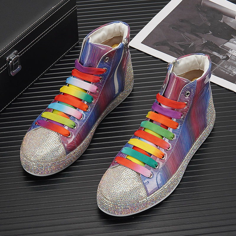 Rhinestone Colorful Laser High Top Shoes