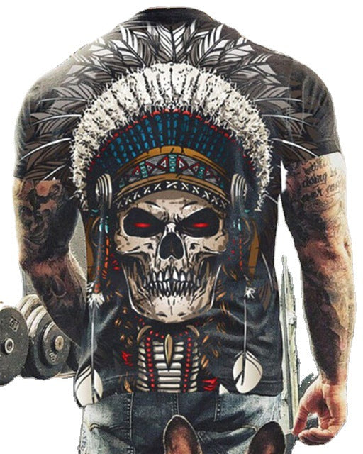 Cool Skull 3D Digital Printing Men's Short-sleeved T-shirt