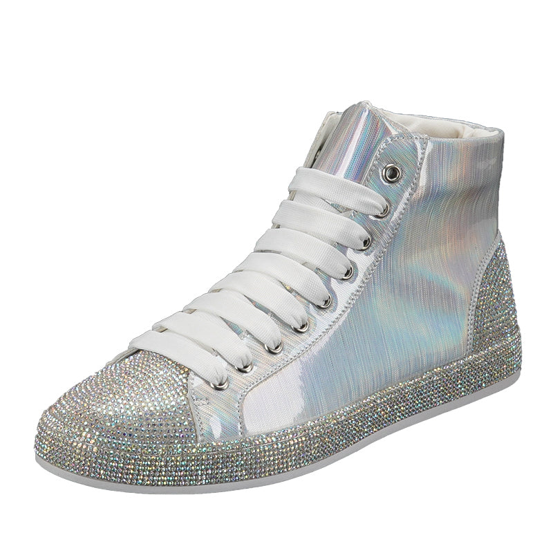 Rhinestone Colorful Laser High Top Shoes