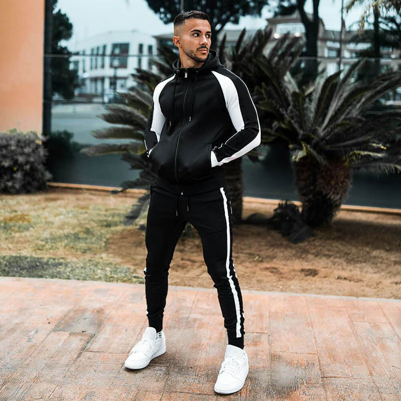 Trendy Fashion Hooded Contrasting Jogger Set