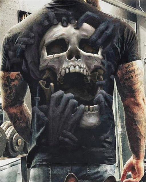 Cool Skull 3D Digital Printing Men's Short-sleeved T-shirt